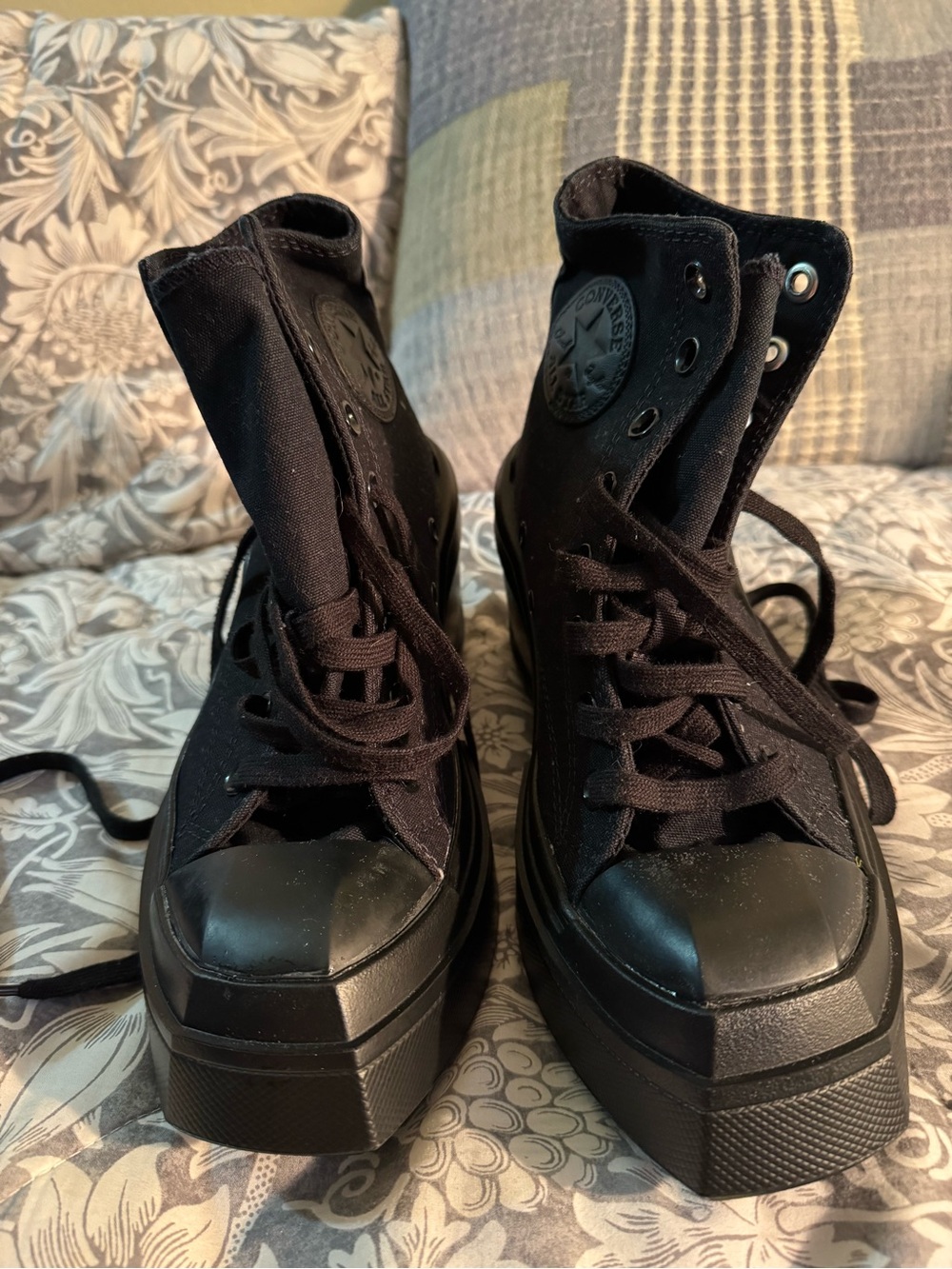 Converse Women’s Black Lace-Up Platform High-Top Boots